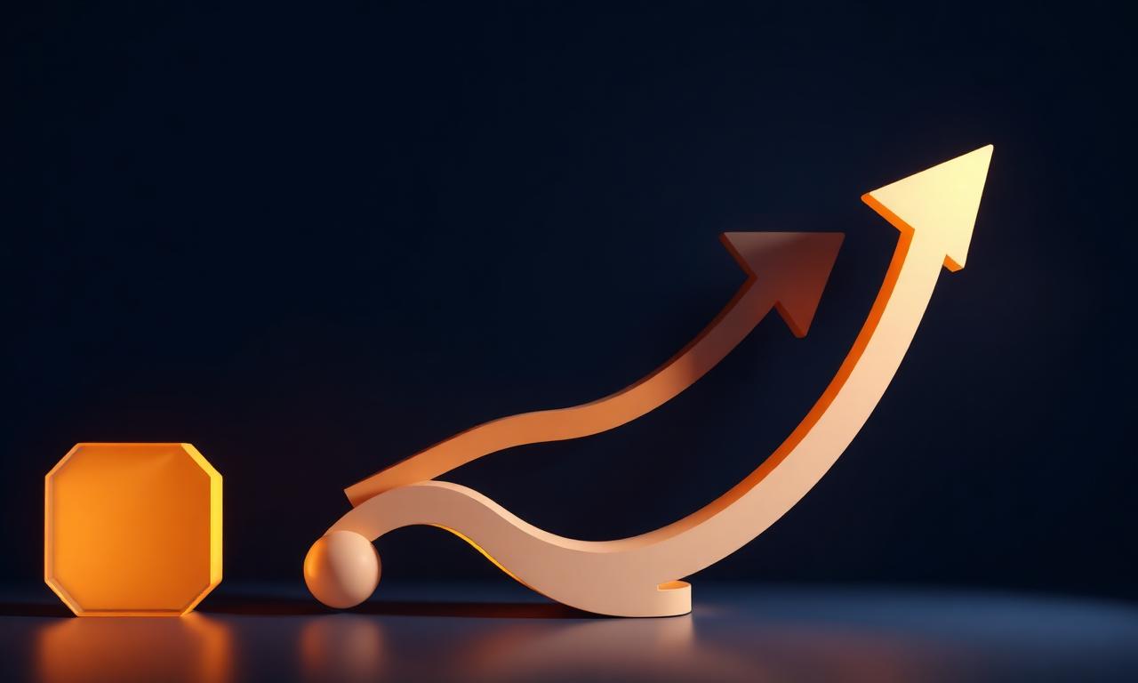 Abstract 3D business growth concept with upward trending arrows